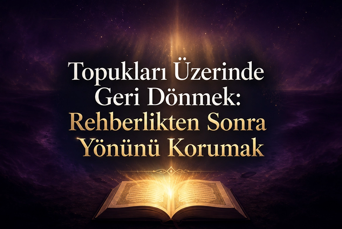 Topukları Üzerinde Geri Dönmek başlıklı, bir yol ayrımında aydınlığa ilerleyen ve geriye dönen iki yönü simgeleyen kapak görseli