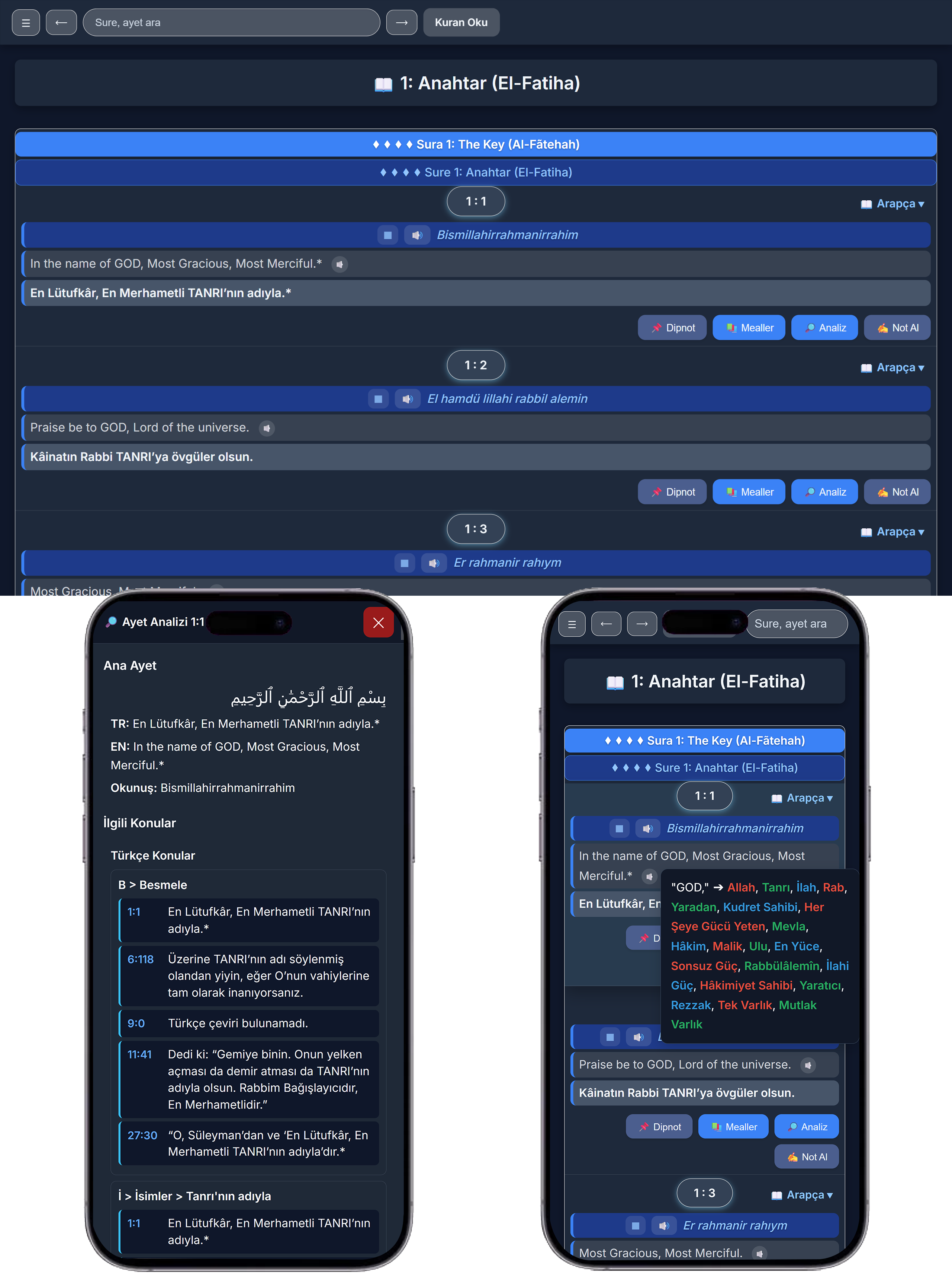 KuranTeyit.com Quran research platform screenshot